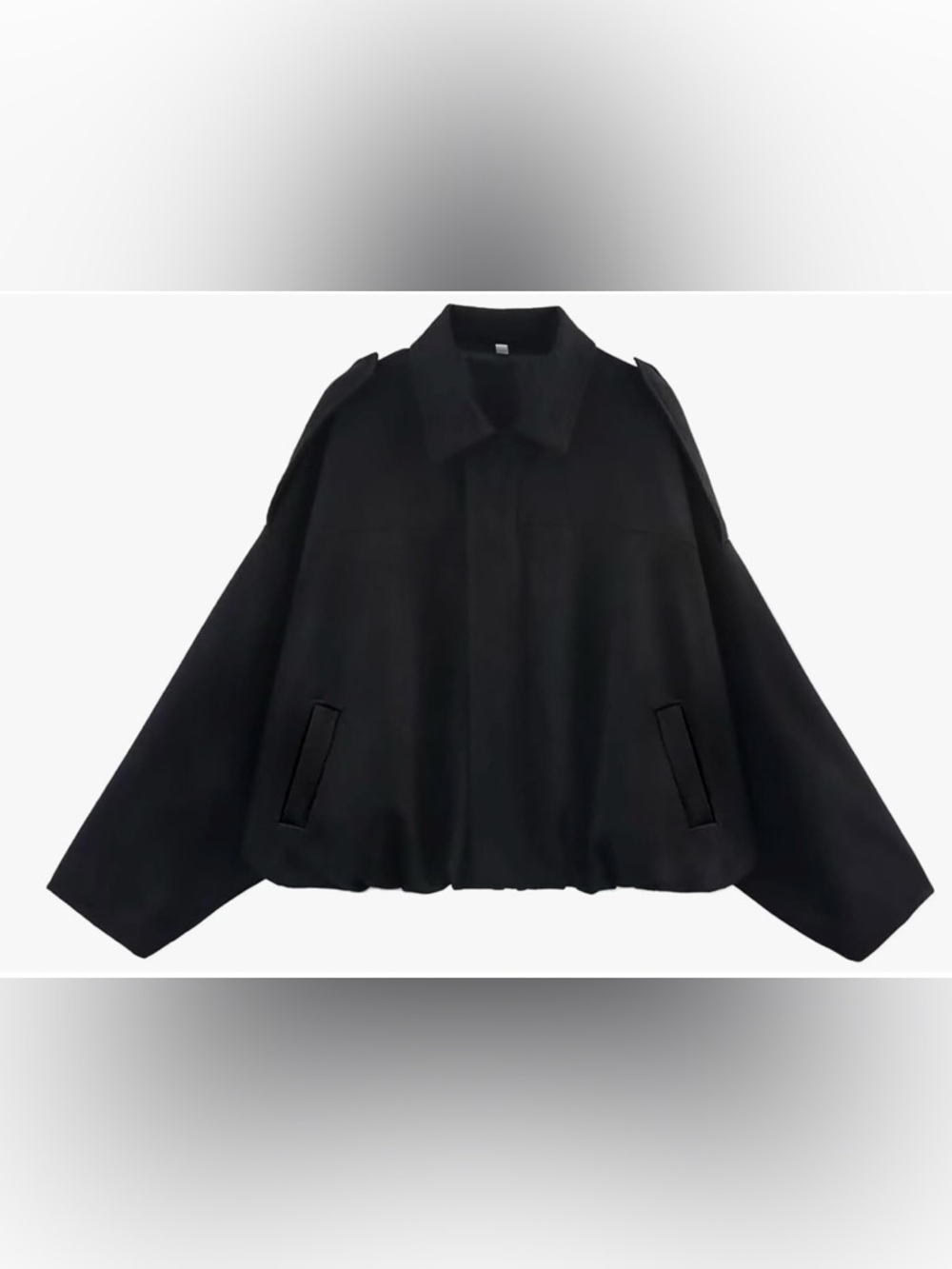 Black Oversized cropped bomber jacket